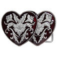 Western Double Heart  Enameled Belt Buckle